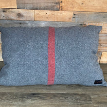 Load image into Gallery viewer, Luxury Lounge Snuggle Cushion- Grey & Red Stripe Design