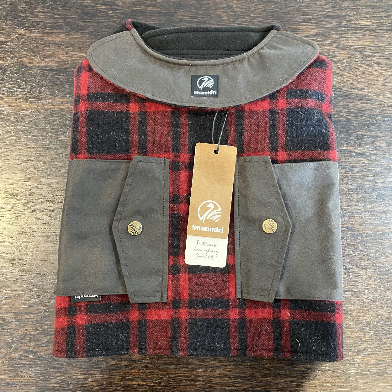 Swanndri Classic Wool Dog Coat Oxblood Grid WoofWoof Ranch