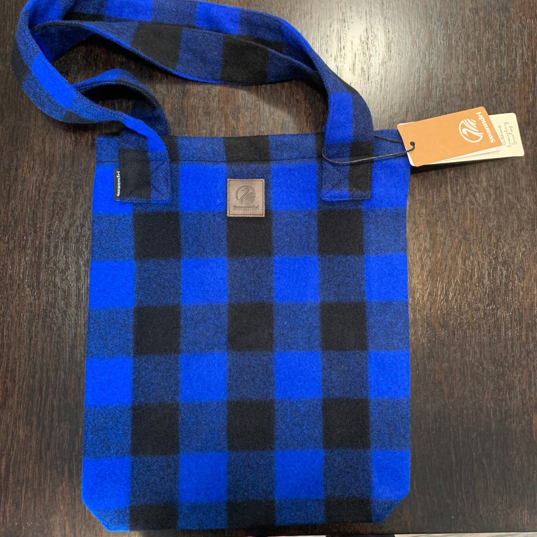Swanndri Wool Tote Bag - Blue/Black Check