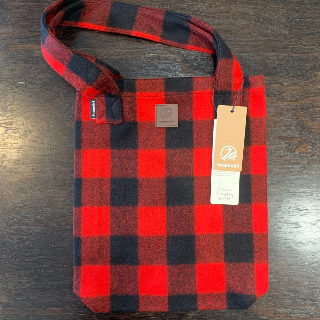 Swanndri Wool Tote Bag - Red/Black Check